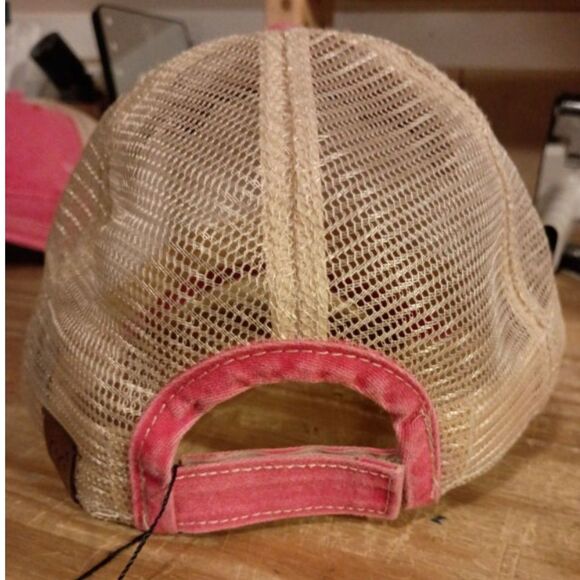 C.C Womens Ponytail Hats, Vintage Wash, BA-912, Red - Picture 2 of 2